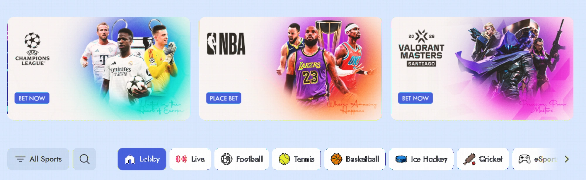 Sports betting and eSports markets at Lucky Mister Casino